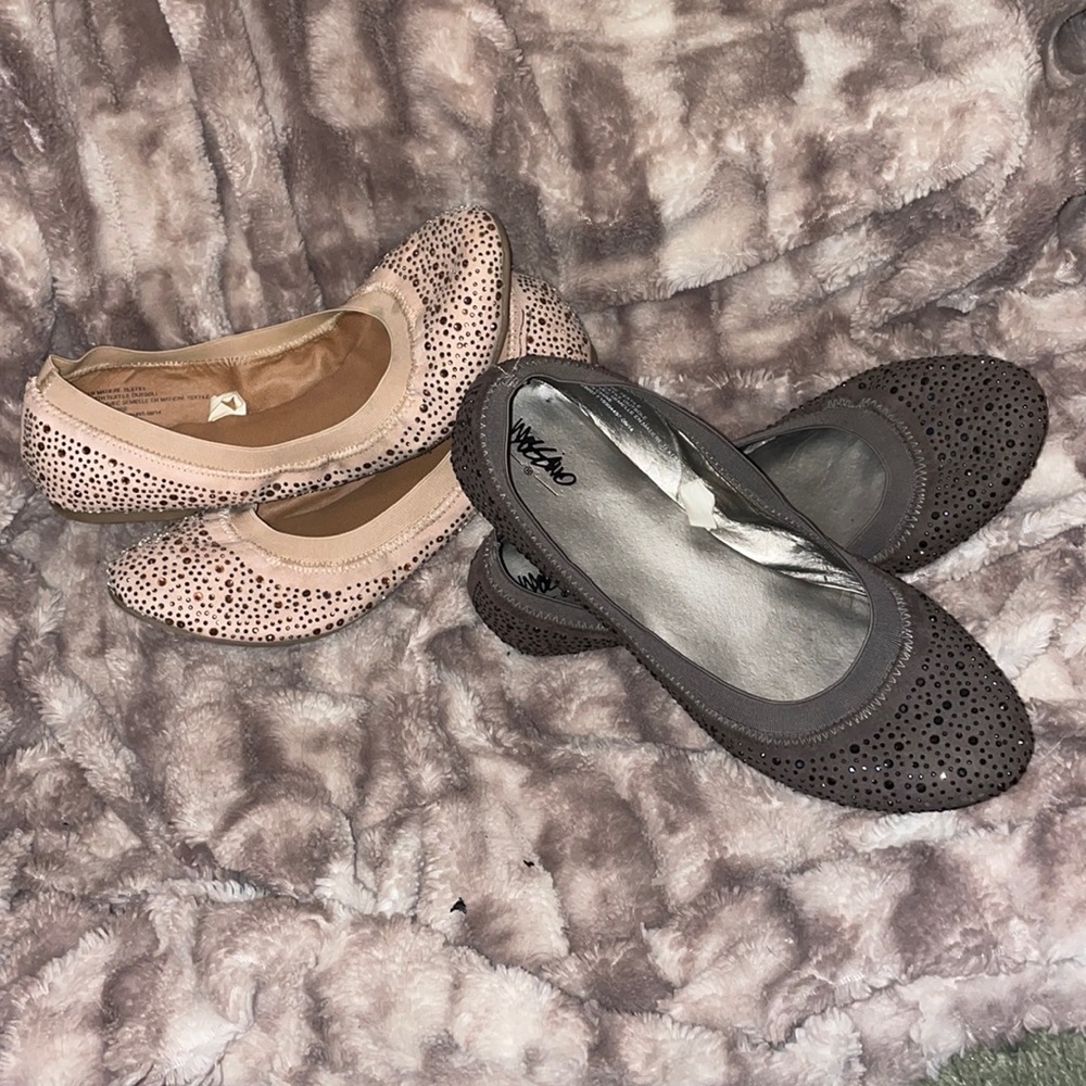 TWO pairs of Mossimo rhinestone flats